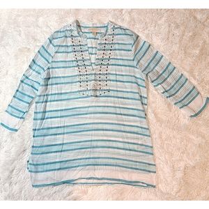 Michael Kors Blue and White Striped Tunic